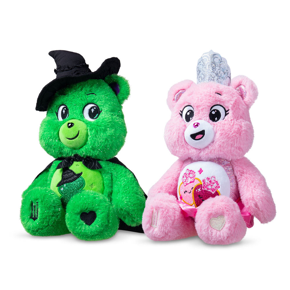 Care Bears x Wicked - 2 Pack Love-a-Lot Bear as Glinda and Good Luck Bear as Elphaba (30cm Plush)