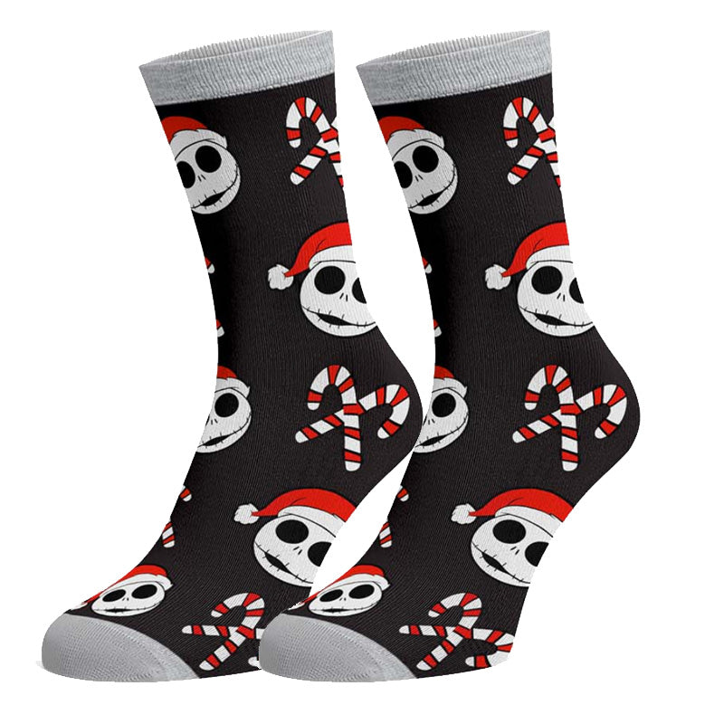 Horror & Movie Socks - Jack Skellngton Candy Canes (One Size Gender Neutral)
