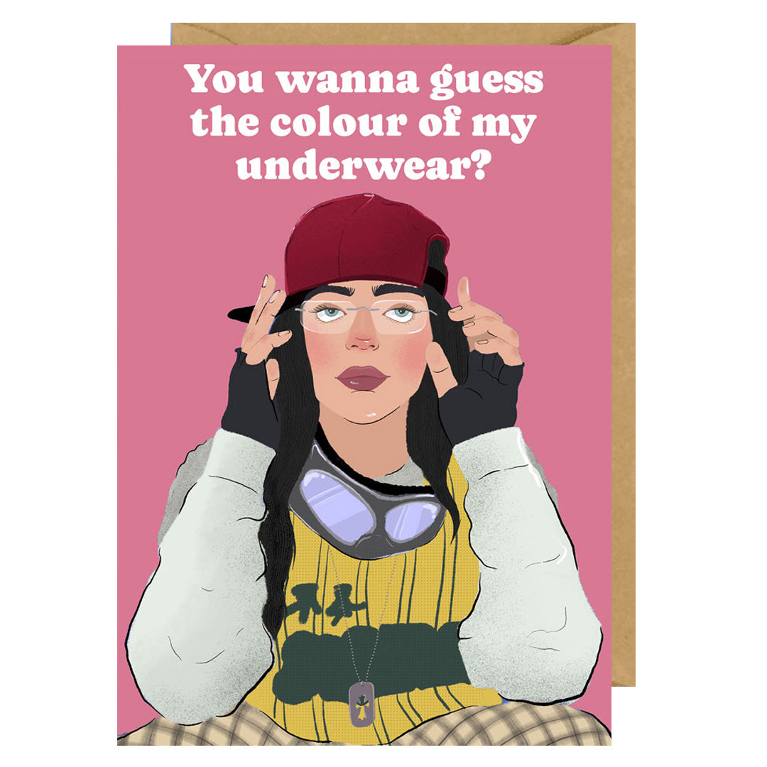 Billie Eilish - You Wanna Guess The Colour Of My Underwear Greetings Card