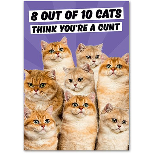 8 Out Of 10 Cats Think You're A C*nt - Gay Birthday Card