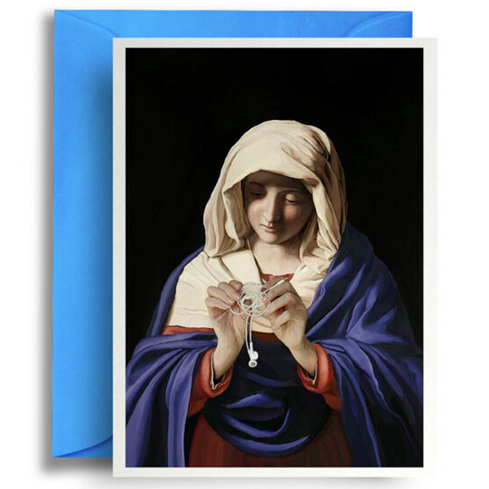 Mary Tangled Earphones - Greetings Card