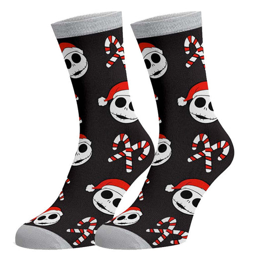 Horror & Movie Socks - Jack Skellngton Candy Canes (One Size Gender Neutral)