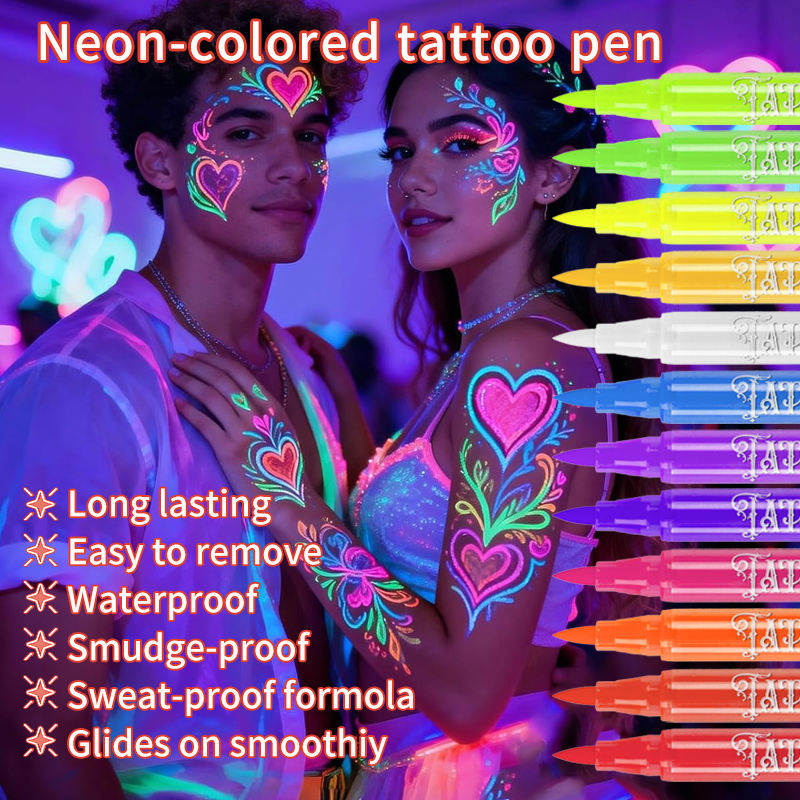 MagiArtist Fluorescent Tattoo Markers - 12 Set