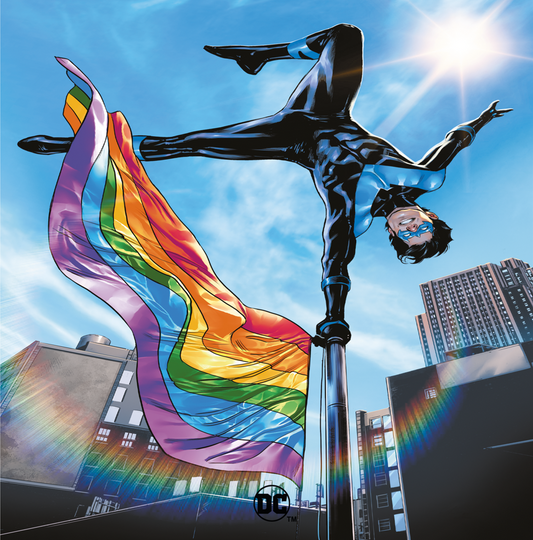 DC Comics Nightwing With Rainbow Flag - Greetings Card