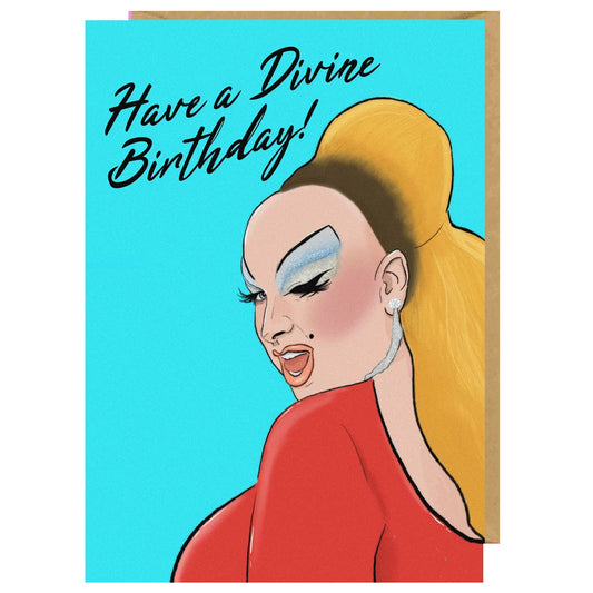 Divine - Have A Divine Birthday (Pink Flamingos) Birthday Card
