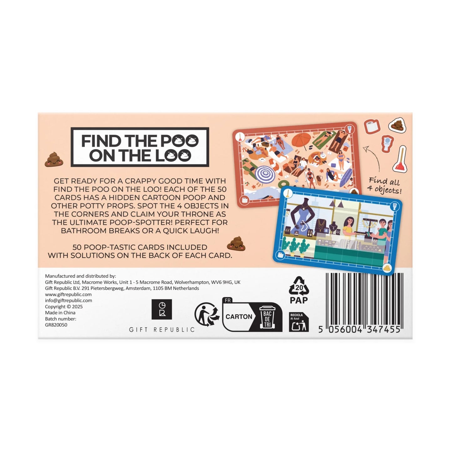 Find the Poo On the Loo Card Game