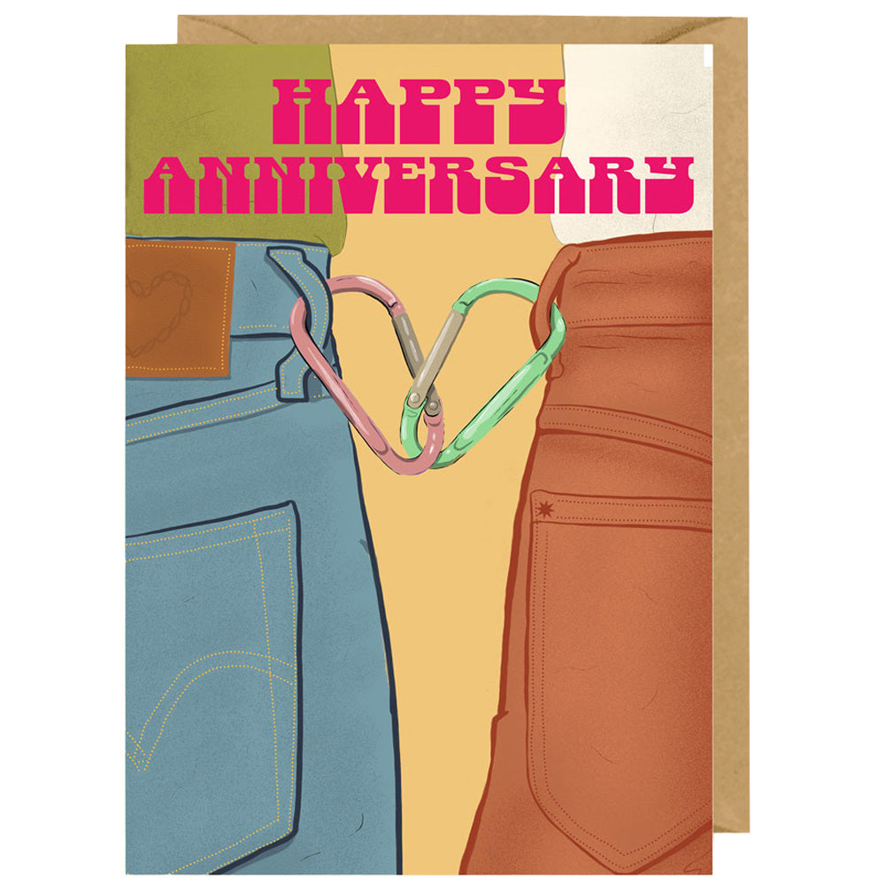 Lesbian Carabiners Happy Anniversary - Greetings Card