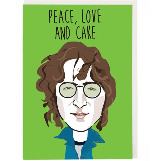 John Lennon Peace, Love & Cake - Birthday Card